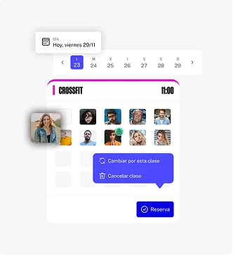 Pantalla de la app: reserva y recuperación de clases
