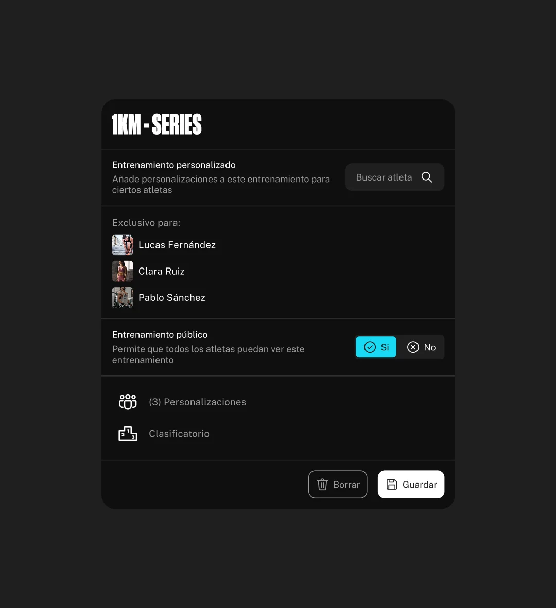 Personalización de programaciones para atletas